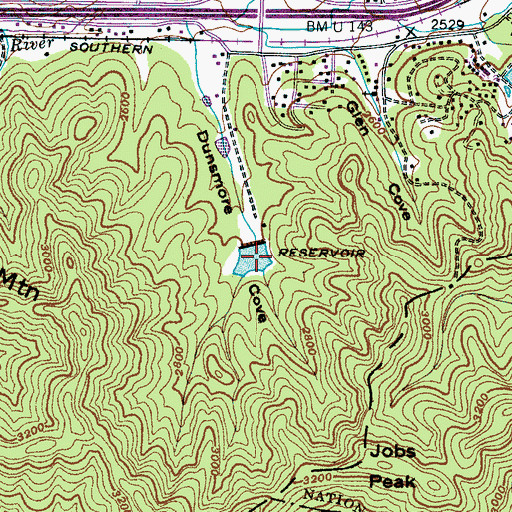 Topographic Map of Black Mountain Reservoir, NC