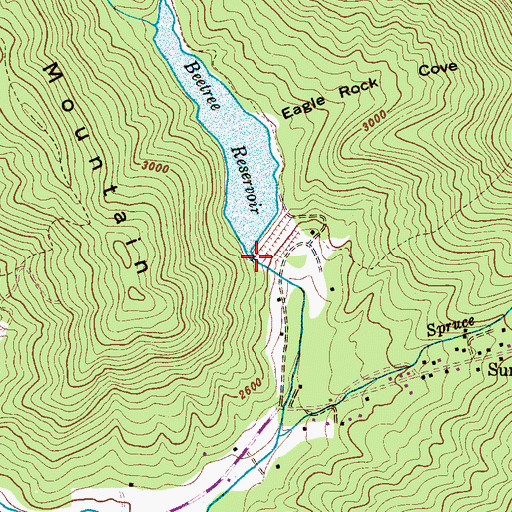 Topographic Map of Bee Tree Lake Dam, NC