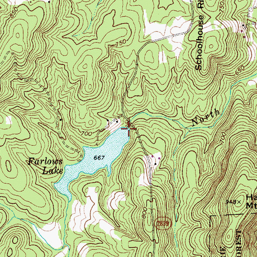 Topographic Map of Farlow Lake Dam, NC