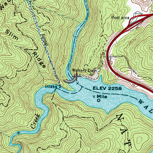 Topographic Map of Walters Dam, NC