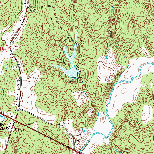 Topographic Map of Lake Wood Dam, NC