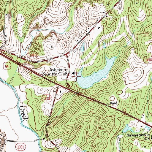 Topographic Map of Asheboro Country Club Lake Dam, NC