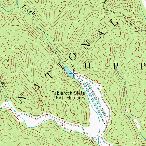 Topographic Map of Table Rock Fish Hatchery Lake, NC