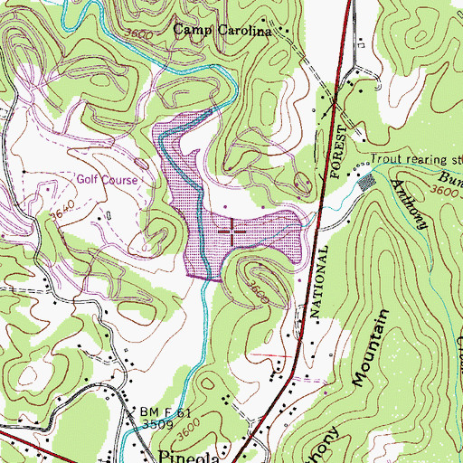Topographic Map of Land Harbors Lake, NC