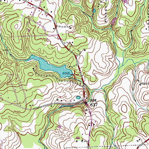 Topographic Map of Aydelette Lake Dam, NC
