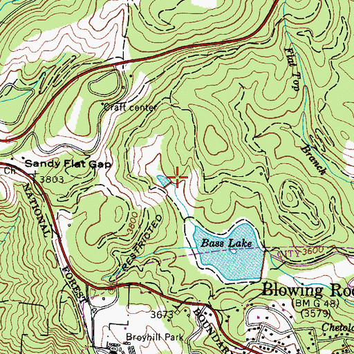 Topographic Map of Heart Lake Dam, NC