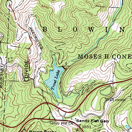 Topographic Map of Trout Lake Dam, NC