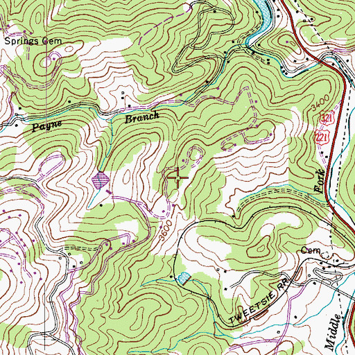 Topographic Map of Appalachian Ski Mountain Dam, NC
