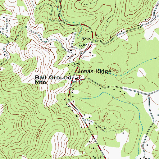 Topographic Map of Jonas Ridge School Building, NC