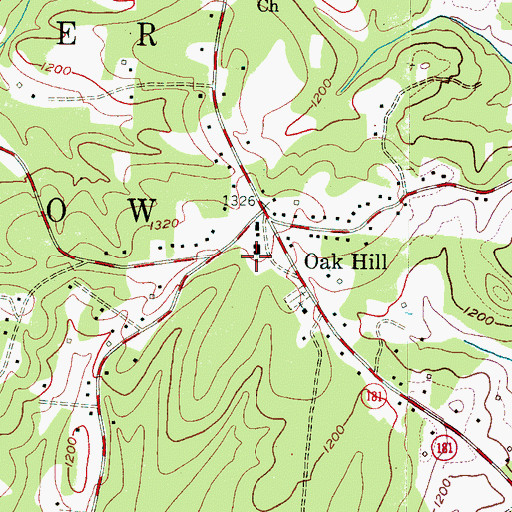 Topographic Map of Oak Hill Elementary and Junior High School, NC