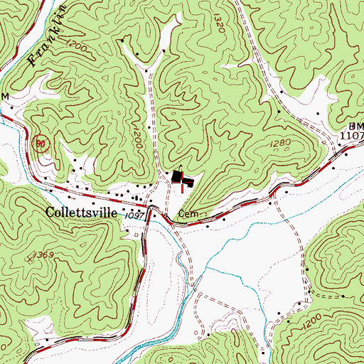 Topographic Map of Collettsville School, NC