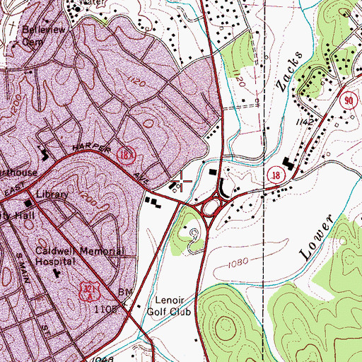 Topographic Map of Cross Roads Shopping Center, NC