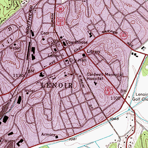 Topographic Map of Davenport Elementary School, NC