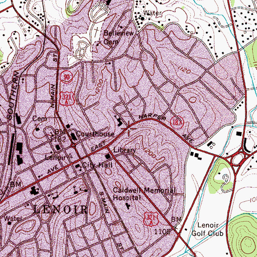 Topographic Map of East Harper Elementary School, NC