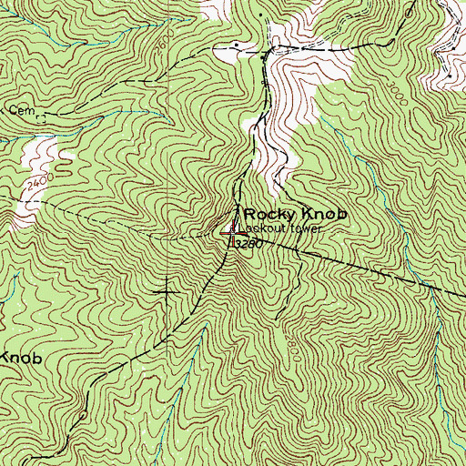 Topographic Map of Rocky Knob, NC