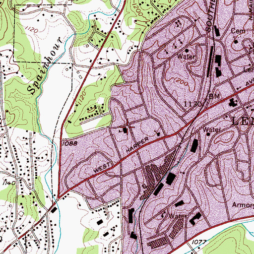 Topographic Map of West Lenoir Elementary School, NC