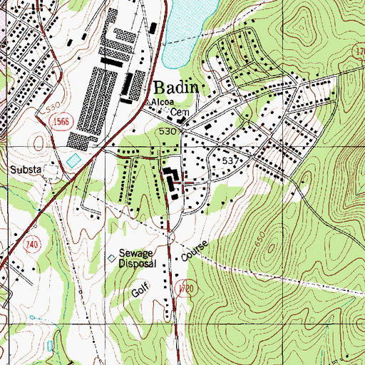 Topographic Map of Badin School, NC