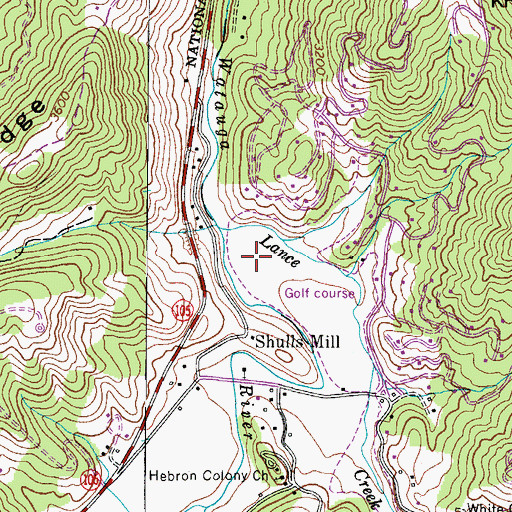 Topographic Map of Hounds Ear, NC