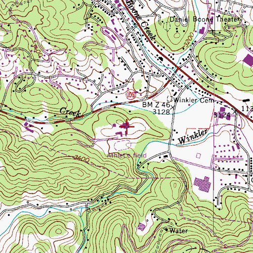 Topographic Map of Watauga County High School, NC