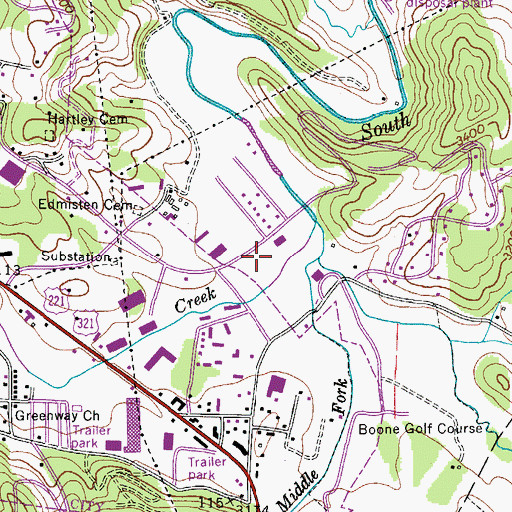 Topographic Map of Watauga County Industrial Fields Complex, NC