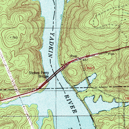 Topographic Map of Stokes Ferry (historical), NC
