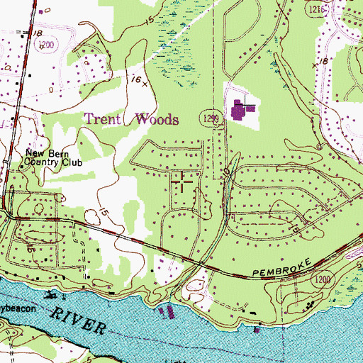Topographic Map of Greenwood, NC