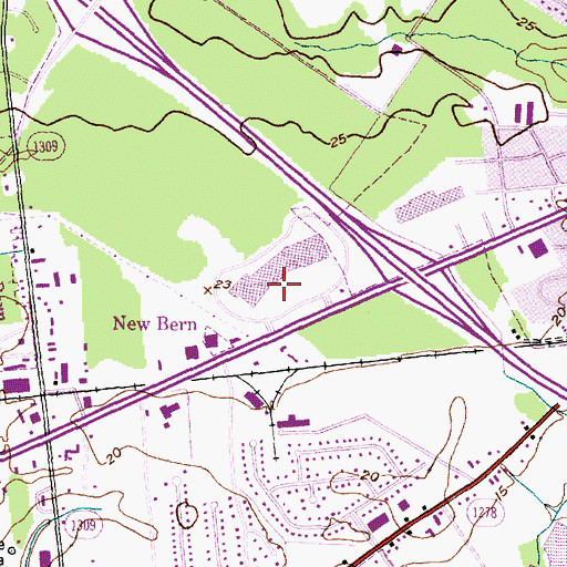 Topographic Map of Twin Rivers Mall, NC