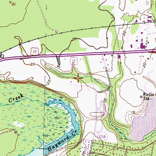 Topographic Map of Haywood Farms, NC