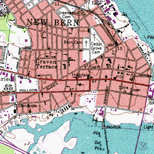 Topographic Map of Broad Street Christian Church, NC