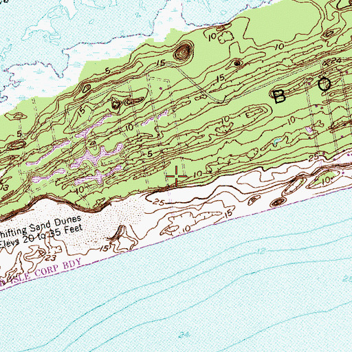 Topographic Map of Lands End, NC