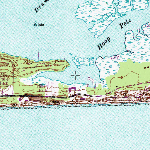 Topographic Map of Bogue Shores, NC