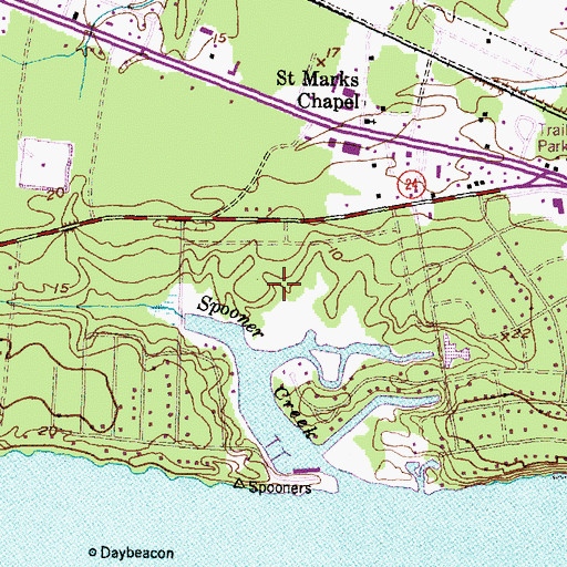 Topographic Map of Spooners Creek North, NC