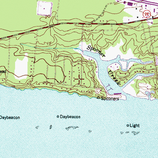 Topographic Map of Spooners Creek Harbor, NC