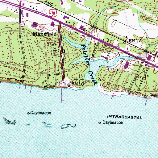 Topographic Map of Mansfield Park, NC