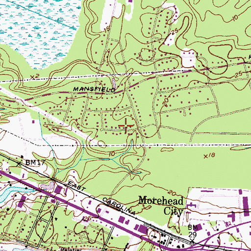 Topographic Map of Oaksmith Acres, NC