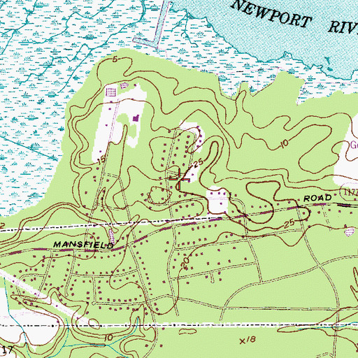 Topographic Map of Hedrick Estates, NC