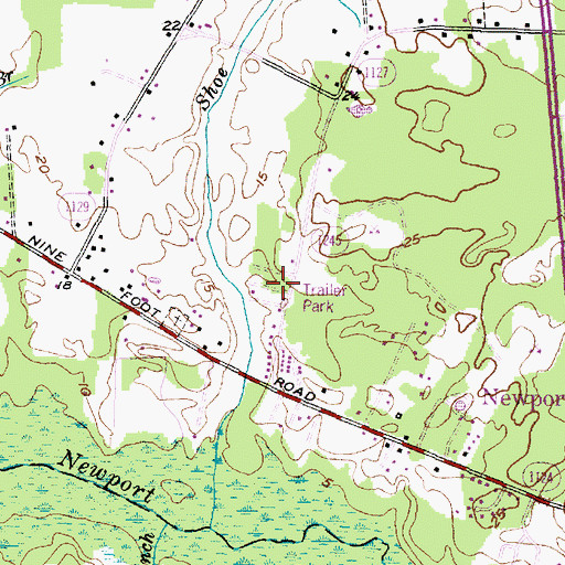 Topographic Map of Bay Woods, NC