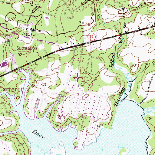 Topographic Map of Bayshore Park, NC
