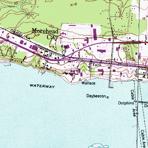 Topographic Map of Carteret County Civic Center, NC