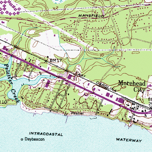 Topographic Map of Camp Glen, NC