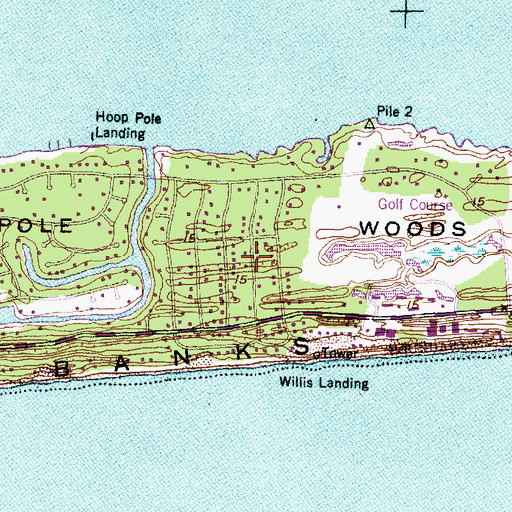 Topographic Map of Pine Knoll Shores, NC