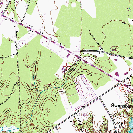 Topographic Map of Swansboro Elementary School, NC