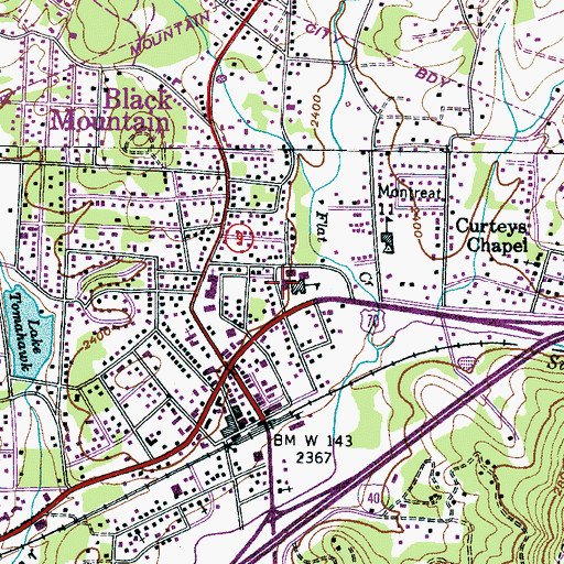 Topographic Map of Black Mountain Primary School, NC