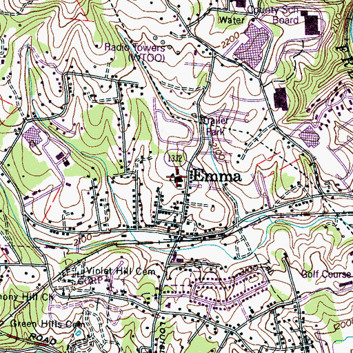 Topographic Map of Emma Elementary School, NC