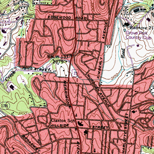 Topographic Map of Weaver Park, NC