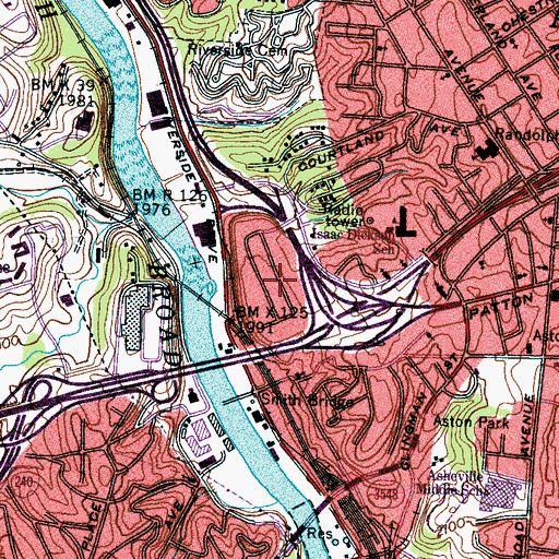 Topographic Map of Hillcrest Apts, NC