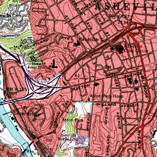 Topographic Map of Patton Avenue Park, NC