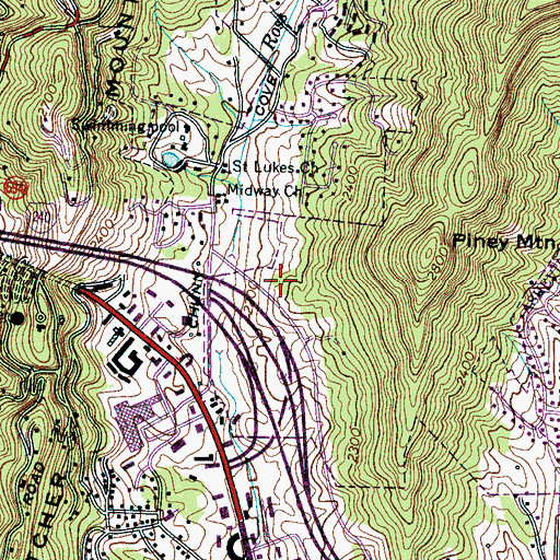Topographic Map of Mountainbrook, NC