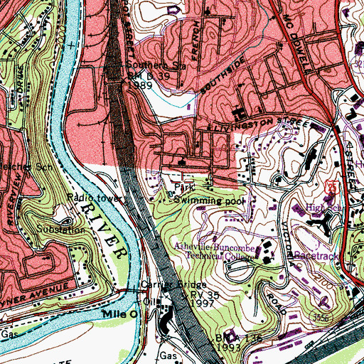 Topographic Map of Walton Street Park, NC