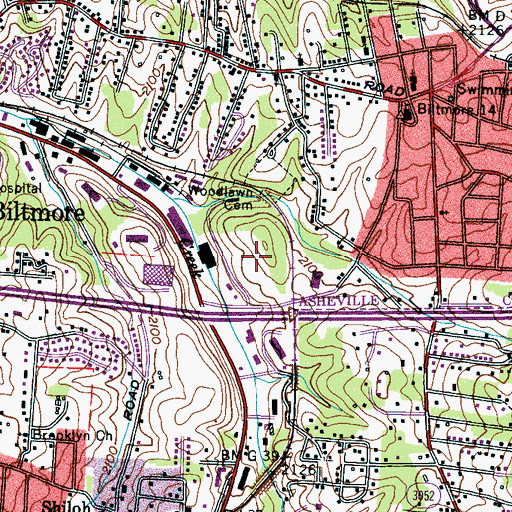 Topographic Map of East Biltmore, NC